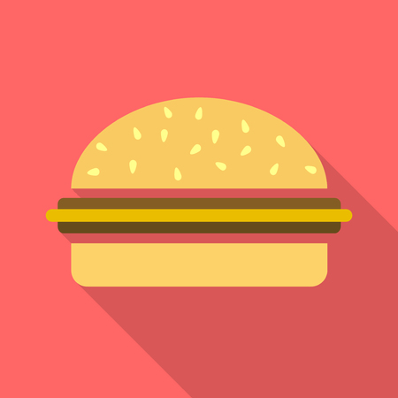 Hamburger or cheeseburger simple flat icon with long shadowのイラスト素材