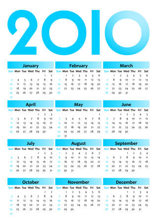 Calendar for 2010 of a tiger blue vectorのイラスト素材