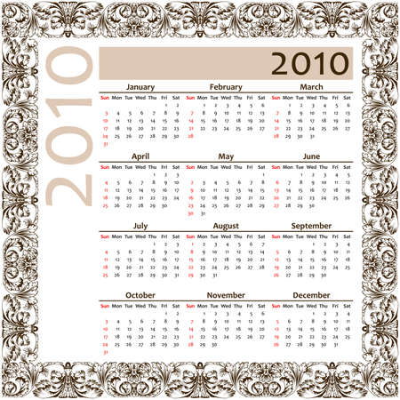 Calendar for 2010 vintage vectorのイラスト素材