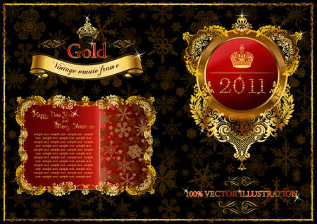 Christmas golden ornate frames 2011. illustrationのイラスト素材