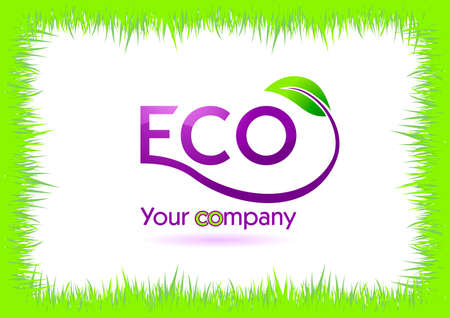 eco grass frame isolated in white. illustrationのイラスト素材