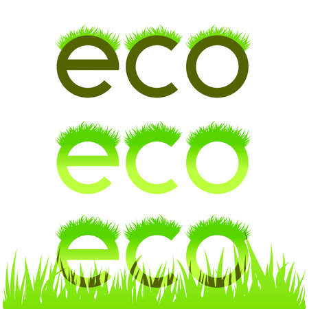 Grassy ecological emblem isolated in white illustrationのイラスト素材