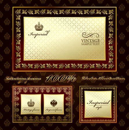 Glamour vintage gold frame decorative ornament.  illustrationのイラスト素材