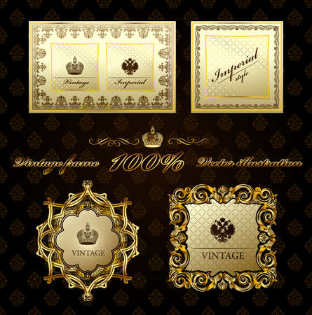 Glamour vintage gold frame decorative.  illustrationのイラスト素材