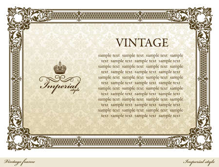 Medieval vintage decorative ornament frame brown.  illustrationのイラスト素材
