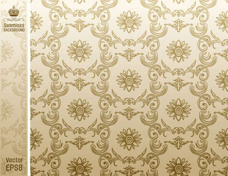 seamless flower wallpaper Pattern beige. illustrationのイラスト素材