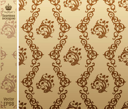 seamless vintage background floral Pattern. Vecor illustrationのイラスト素材