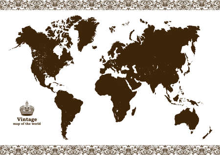 Vintage map of the world frame. illustrationのイラスト素材