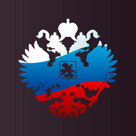 Russian coat arms double-headed eagle emblem. Symbol of empire Russia flagのイラスト素材