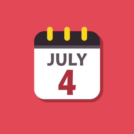 Calendar vector icon. Signs for smartphones and tablets, web design, websites, app. Holiday. Independence Dayのイラスト素材