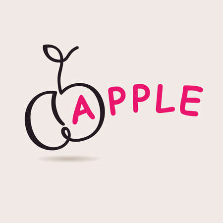 Apple logo. Vector logo freehand drawing artのイラスト素材