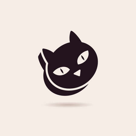 Vector symbol cat food. Stylized illustration silhouette iconのイラスト素材