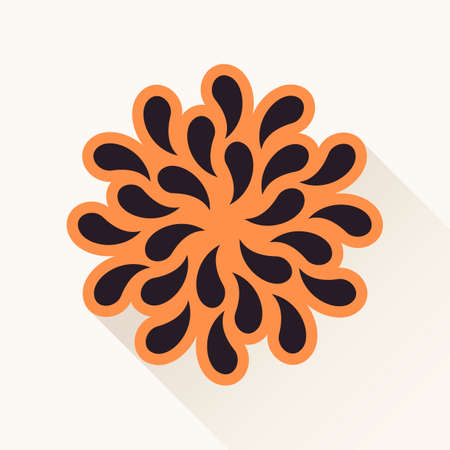 Vector orange vintage emblem. Silhouette plants drops paper brownのイラスト素材