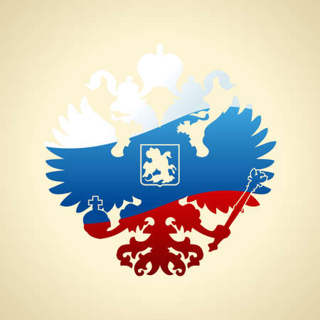 Russian coat of arms double-headed eagle. Symbol of imperial Russia flag isolatedのイラスト素材