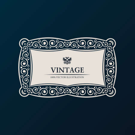 Label vector frame. Vintage banner decor ornamentのイラスト素材