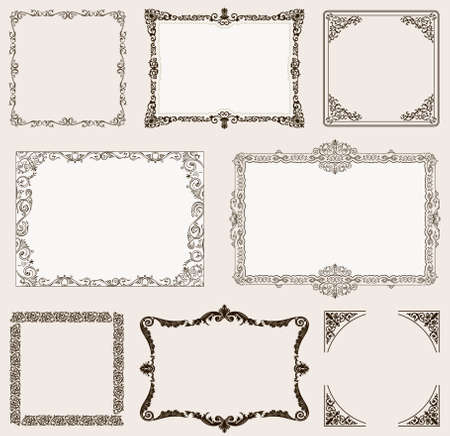 Vector set. Ornate frames and vintage scroll elements for designのイラスト素材