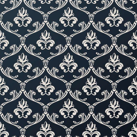 Seamless floral vintage wallpaper. Abstract background vector black designのイラスト素材