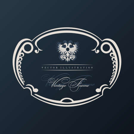 Vector vintage frame with ornament. Arms eagleのイラスト素材