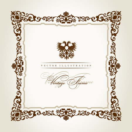 Vector vintage Square frame retro pattern royal oldのイラスト素材