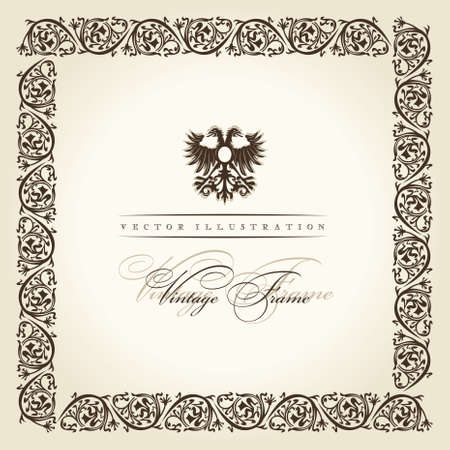 vector vintage ornament imperial frame decorのイラスト素材