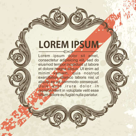 vintage vector frame ornate with sample text grunge styleのイラスト素材