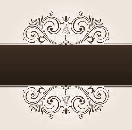 vector template for text. vintage frame decorated background floral ornament blackのイラスト素材