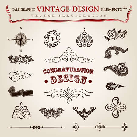 Vector set. calligraphic vintage elements and page decoration, premium quality collection with royal designのイラスト素材