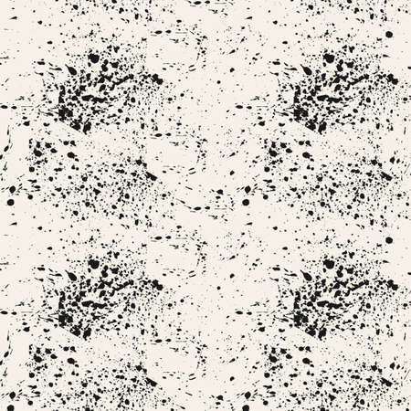 Vector seamless pattern. Abstract grunge background with black brush strokes. Monochrome hand drawn texture. Modern graphic designのイラスト素材