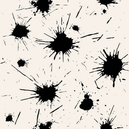 Vector seamless pattern. Abstract grunge background with black blots. Monochrome hand drawn texture. Modern graphic designのイラスト素材