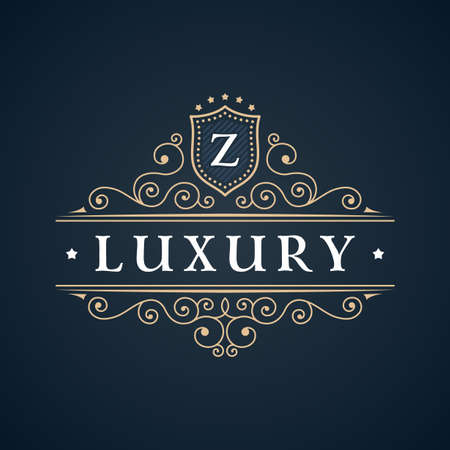Calligraphic Luxury logo. Emblem elegant decor elements. Vintage vector symbol ornament Zのイラスト素材