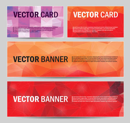 set of modern vector banners and cards with polygonal backgroundのイラスト素材