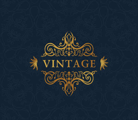 Calligraphic luxury symbol. Emblem ornate decor elements. Vintage vector ornamentのイラスト素材