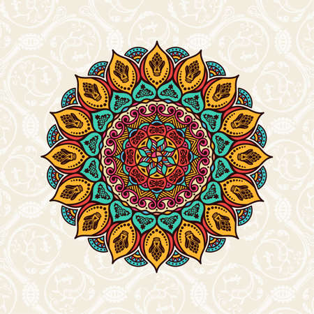 Mandala. Vintage decorative elements. Hand drawn background. Islam Arabic Indian motifsのイラスト素材