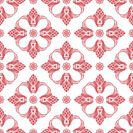 Vector seamless pattern with art ornament. Vintage elements for design in Victorian style. Ornamental lace tracery background. Ornate floral decor for wallpaper. Endless textureのイラスト素材