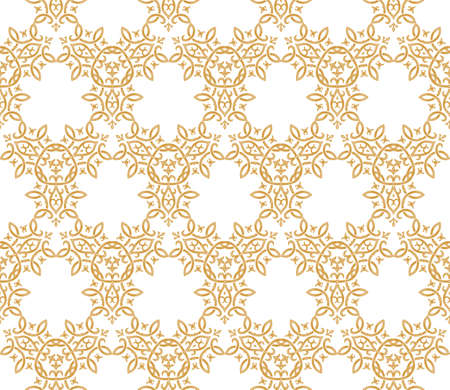 Seamless background in Arabic style. Gold, white wallpaper with patterns for design. Traditional oriental decorのイラスト素材