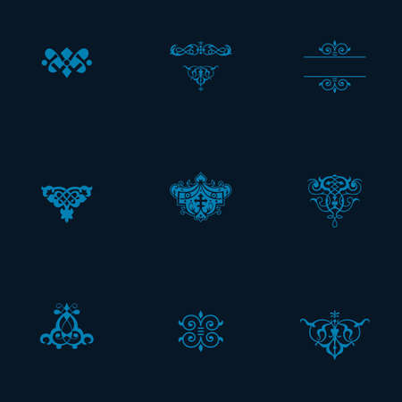 Luxury vintage logo set. Calligraphic emblems and elements elegant decor. Vector ornament for letterのイラスト素材