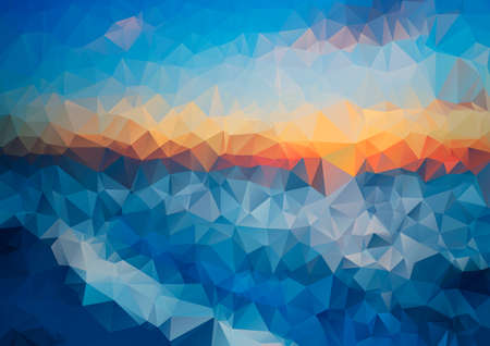 Abstract background. Colorful abstract background for design. Vector template pattern. Geometric triangular mosaic colors of the sea and sand sky. vector illustration frameのイラスト素材