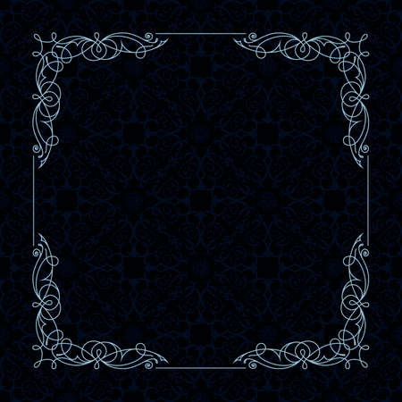 Black and white border frame. Design template for wedding greeting card, invitation, menu, label. Graphic design page. Pattern vector background.のイラスト素材