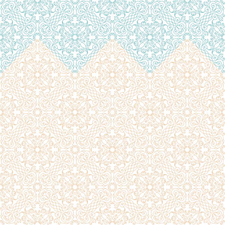 Seamless border vector ornate in Eastern style. Vintage elements for design, place for text. Ornament pattern for wedding invitations birthday greeting cards. Traditional pastel decor blue and goldのイラスト素材
