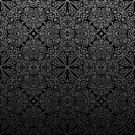 Seamless islam pattern. Vintage floral black background. Vector islamic royal black pattern. Oriental design and baroque wallpaperのイラスト素材