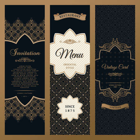 Vector set of design elements labels, icon, logo, frame, luxury packaging for the productのイラスト素材