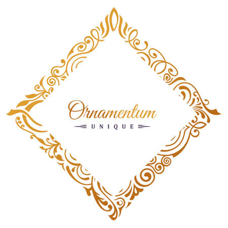 Vintage vector retro blog frame. Set of artistic golden page with a logo design for yourのイラスト素材