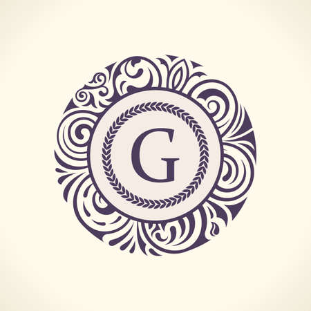 Calligraphic floral baroque monogram. Emblem Sのイラスト素材