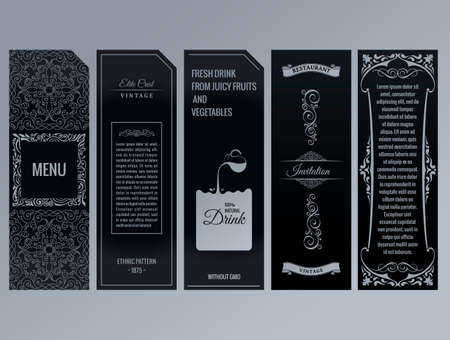 Vector set of design elements labels, icon, logo, frame, luxury packaging for the productのイラスト素材