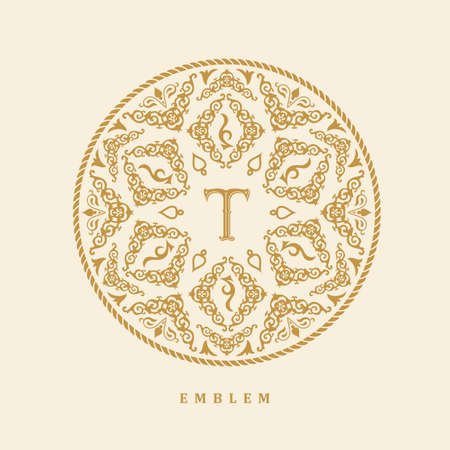 Vector calligraphic logo template. Luxury retro labelのイラスト素材