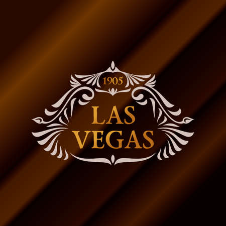 Vintage gold hipster label with lettering Las Vegas. Logo template for your sign, poster, clothing, badgeのイラスト素材