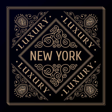 Calligraphic square Ornament Frame Lines. Restaurant menu. Luxury vintage ornate greeting card with typographic design.のイラスト素材