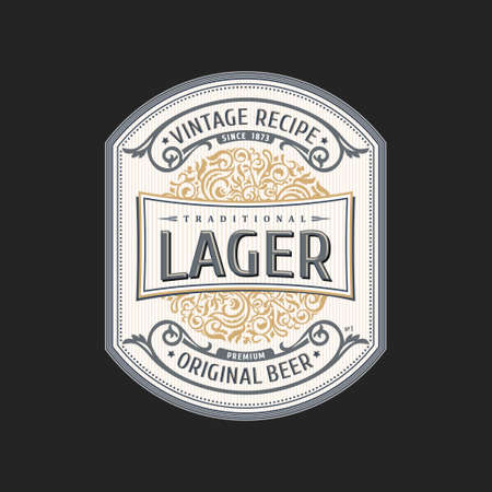 Vintage frame. Vector packing label. Gold sticker beer bottleのイラスト素材
