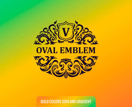 Label on color gradient background. Vintage label, card, badge, frame with liquid colorful designのイラスト素材