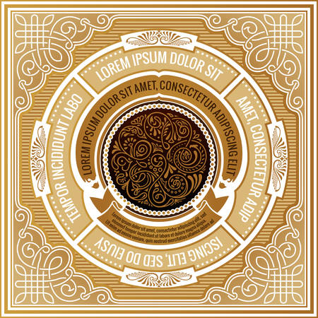 Floral frame or label in vintage ornament for packingのイラスト素材